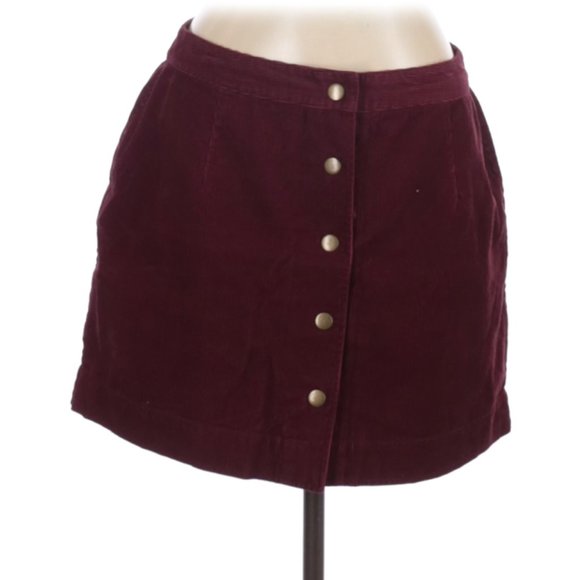Old Navy Dresses & Skirts - Maroon Corduroy Skirt | Size 10| Old Navy | Front Buttons